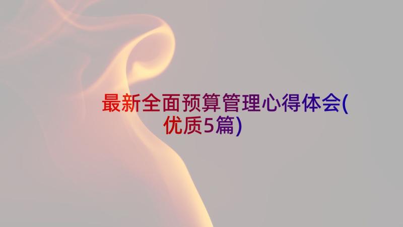 最新全面预算管理心得体会(优质5篇)