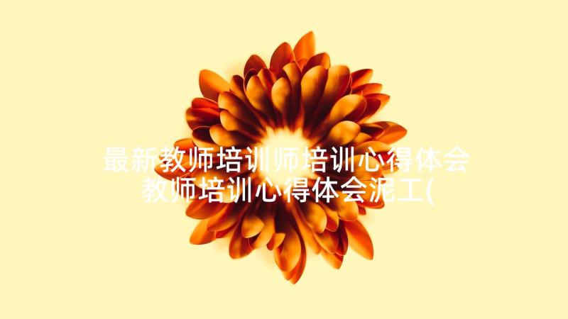 最新教师培训师培训心得体会 教师培训心得体会泥工(优质7篇)