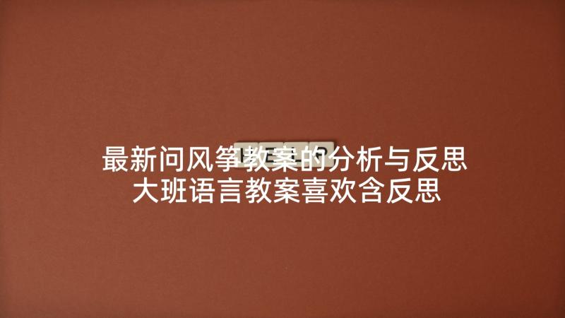 最新问风筝教案的分析与反思 大班语言教案喜欢含反思(实用7篇)