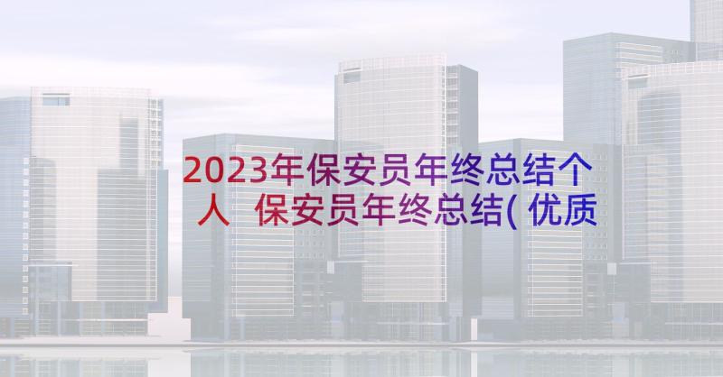 2023年保安员年终总结个人 保安员年终总结(优质5篇)