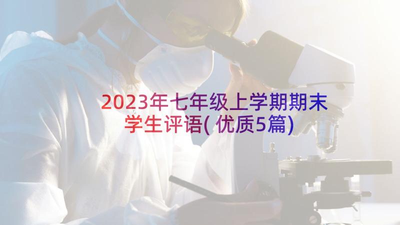 2023年七年级上学期期末学生评语(优质5篇)