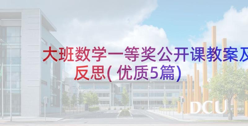 大班数学一等奖公开课教案及反思(优质5篇)