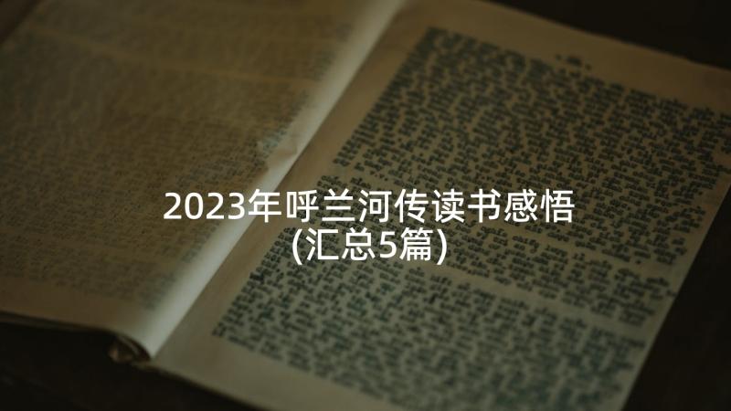 2023年呼兰河传读书感悟(汇总5篇)