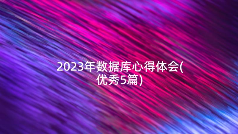 2023年数据库心得体会(优秀5篇)