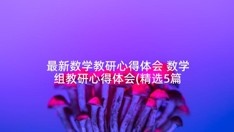 最新数学教研心得体会 数学组教研心得体会(精选5篇)