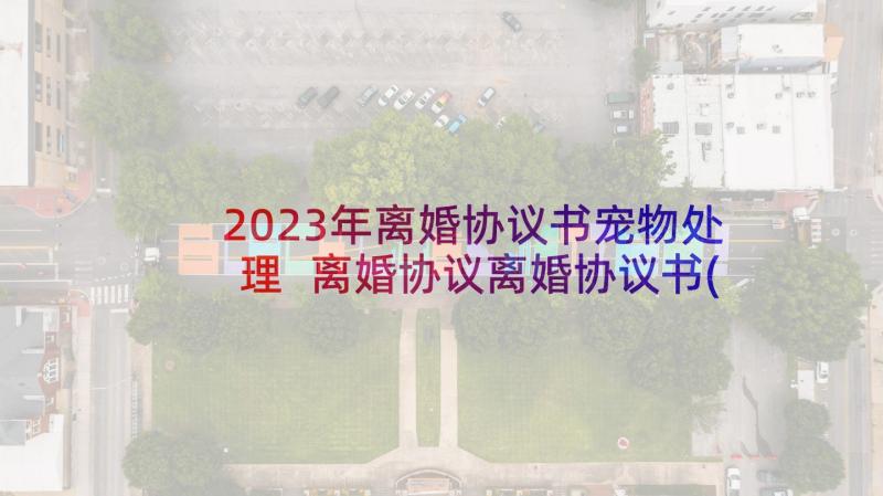 2023年离婚协议书宠物处理 离婚协议离婚协议书(通用6篇)