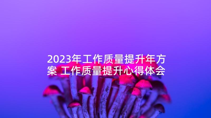 2023年工作质量提升年方案 工作质量提升心得体会(优质5篇)