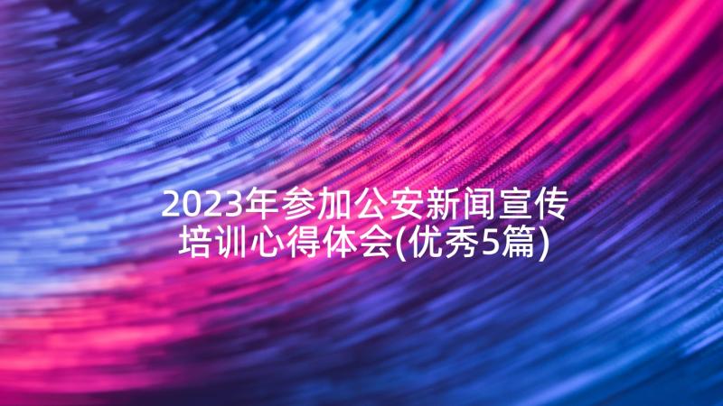 2023年参加公安新闻宣传培训心得体会(优秀5篇)