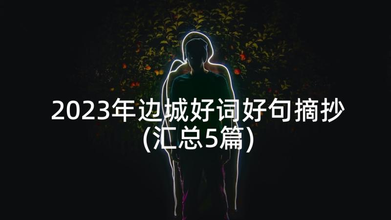 2023年边城好词好句摘抄(汇总5篇)