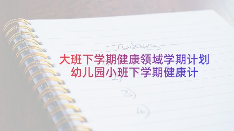 大班下学期健康领域学期计划 幼儿园小班下学期健康计划(精选5篇)