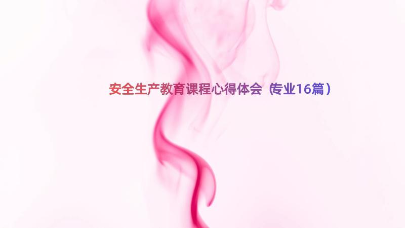 安全生产教育课程心得体会（专业16篇）