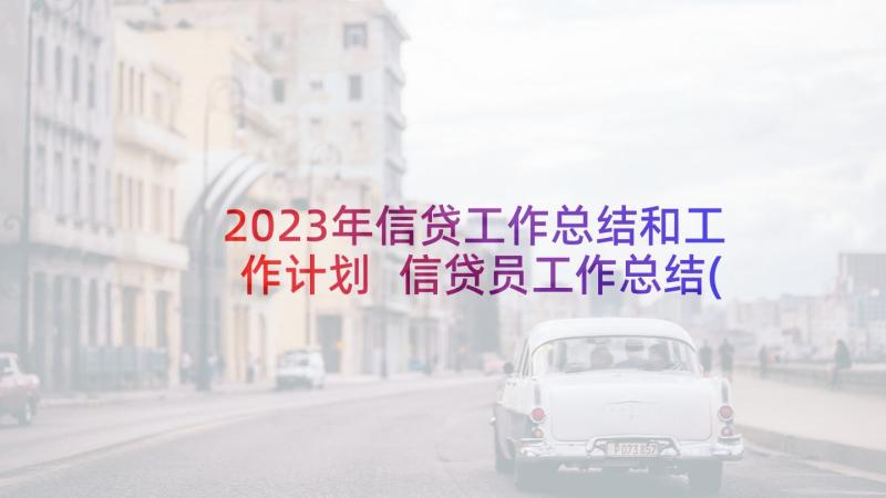 2023年信贷工作总结和工作计划 信贷员工作总结(模板6篇)