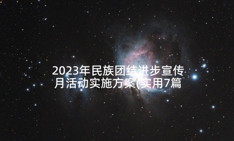 2023年民族团结进步宣传月活动实施方案(实用7篇)