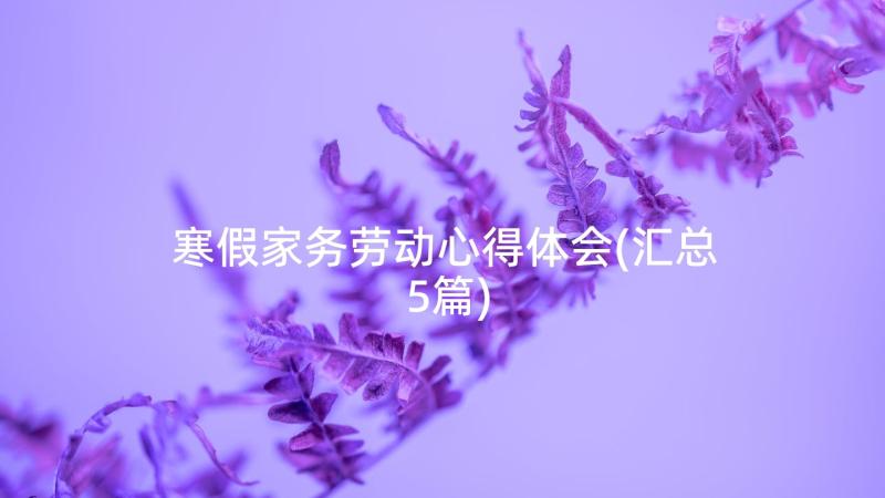 寒假家务劳动心得体会(汇总5篇)