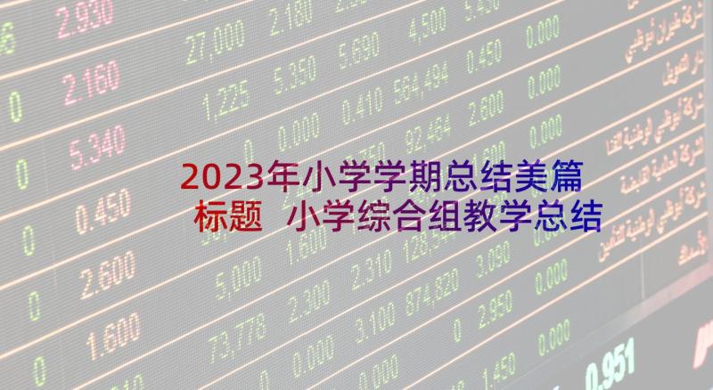 2023年小学学期总结美篇标题 小学综合组教学总结美篇(实用5篇)