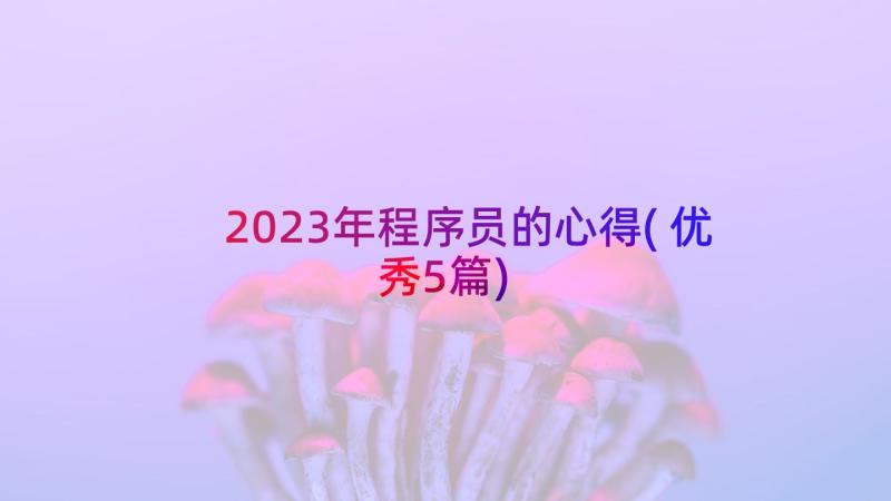 2023年程序员的心得(优秀5篇)