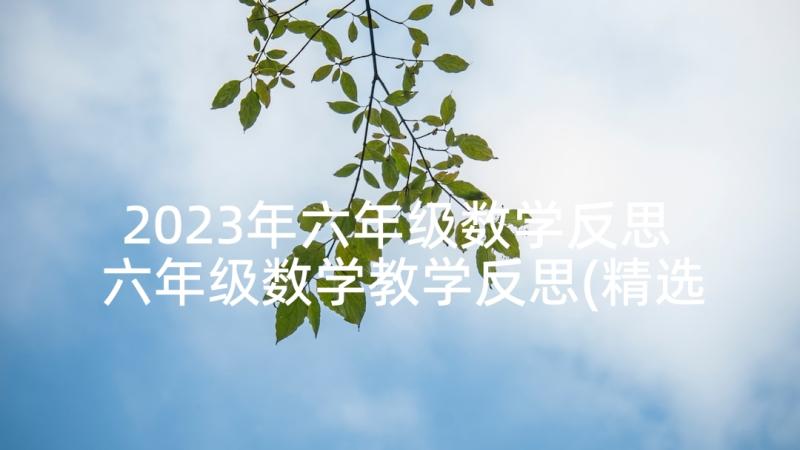 2023年六年级数学反思 六年级数学教学反思(精选9篇)