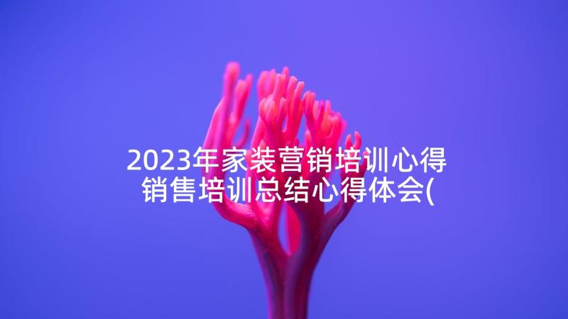 2023年家装营销培训心得 销售培训总结心得体会(实用10篇)