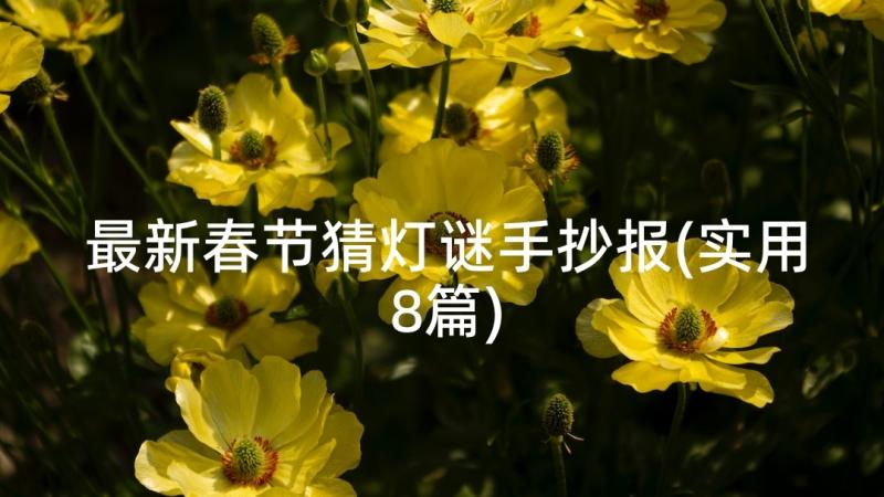 最新春节猜灯谜手抄报(实用8篇)