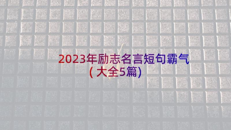 2023年励志名言短句霸气(大全5篇)