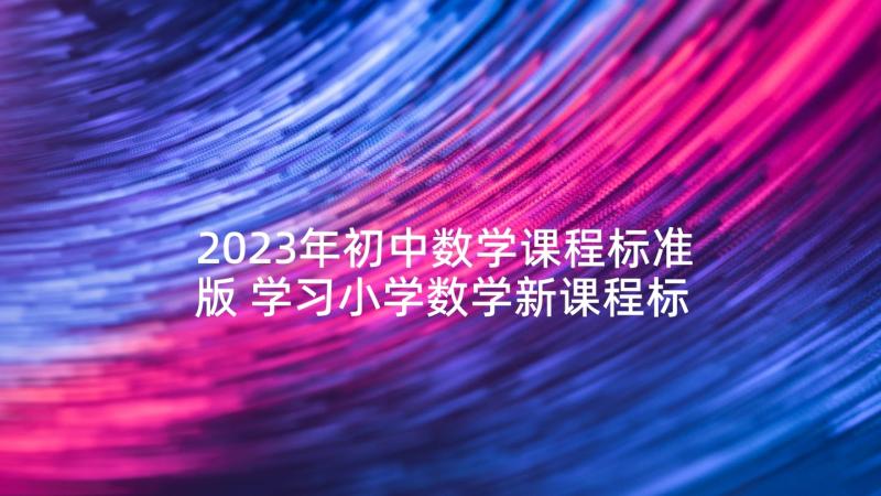 2023年初中数学课程标准版 学习小学数学新课程标准心得体会(优质10篇)