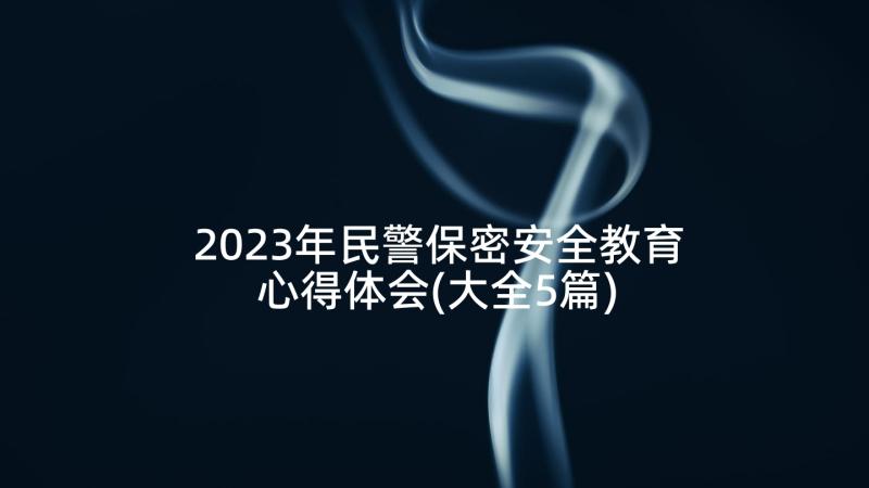 2023年民警保密安全教育心得体会(大全5篇)