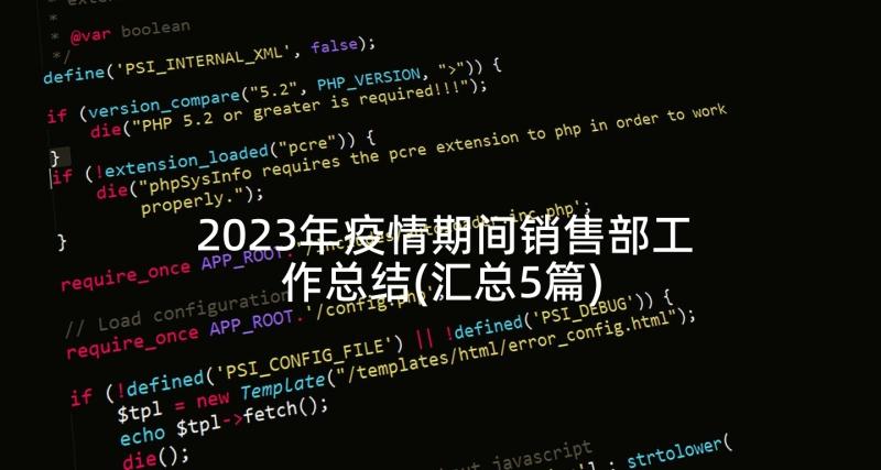 2023年疫情期间销售部工作总结(汇总5篇)