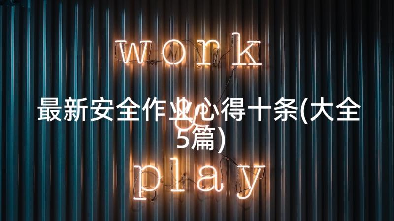 最新安全作业心得十条(大全5篇)