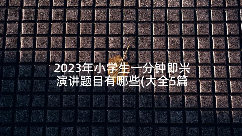 2023年小学生一分钟即兴演讲题目有哪些(大全5篇)