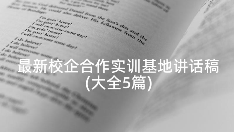 最新校企合作实训基地讲话稿(大全5篇)