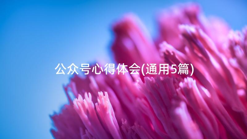 公众号心得体会(通用5篇)