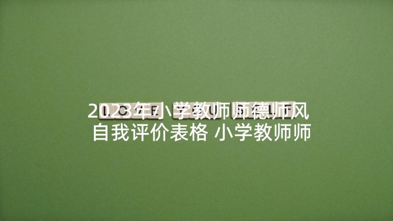 2023年小学教师师德师风自我评价表格 小学教师师德自我评价(精选8篇)