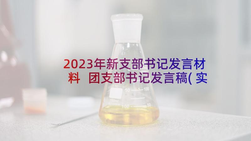 2023年新支部书记发言材料 团支部书记发言稿(实用6篇)