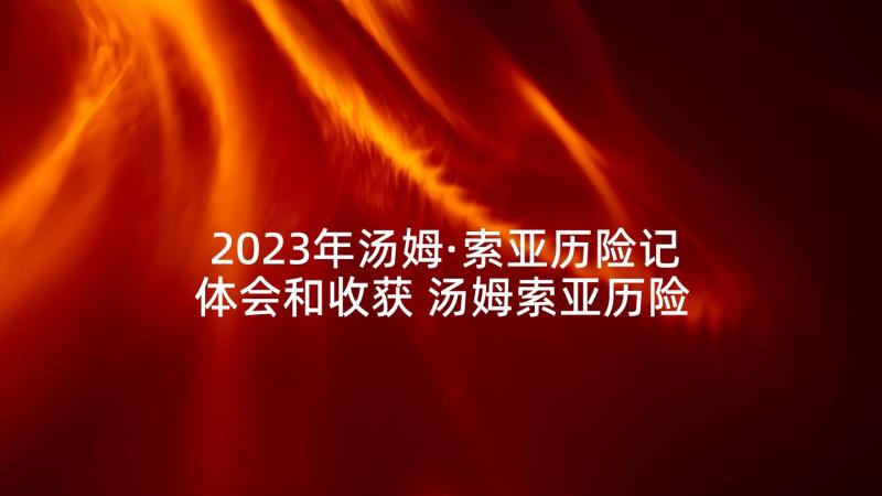 2023年汤姆·索亚历险记体会和收获 汤姆索亚历险记读书心得体会(优质6篇)