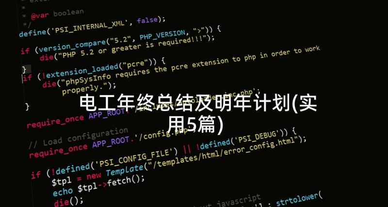 电工年终总结及明年计划(实用5篇)