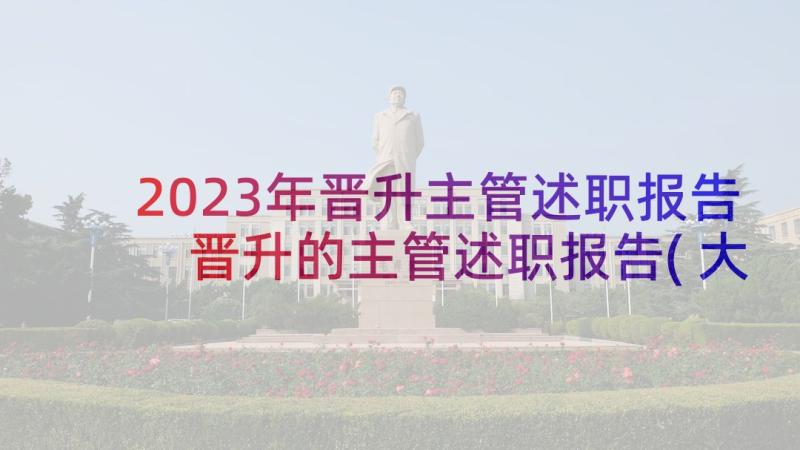 2023年晋升主管述职报告 晋升的主管述职报告(大全9篇)