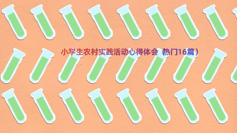 小学生农村实践活动心得体会（热门16篇）