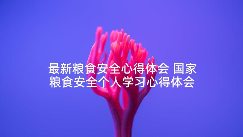 最新粮食安全心得体会 国家粮食安全个人学习心得体会(精选5篇)