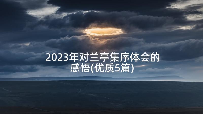 2023年对兰亭集序体会的感悟(优质5篇)