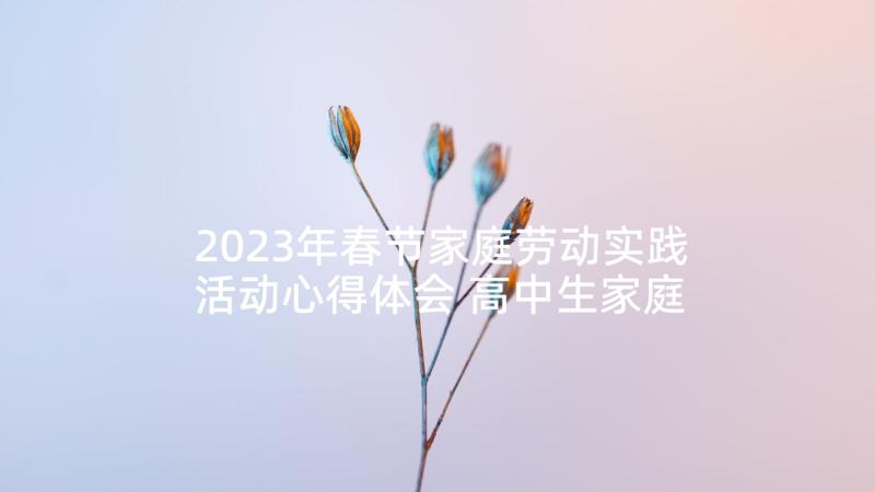 2023年春节家庭劳动实践活动心得体会 高中生家庭劳动实践活动心得体会(精选5篇)