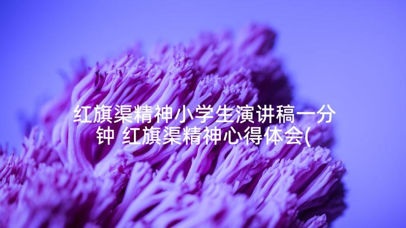 红旗渠精神小学生演讲稿一分钟 红旗渠精神心得体会(优质5篇)