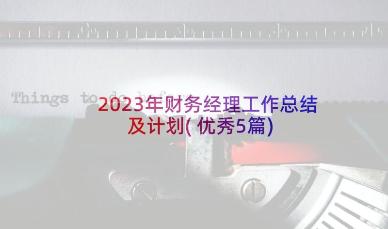 2023年财务经理工作总结及计划(优秀5篇)