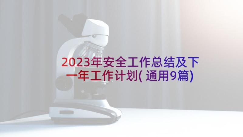 2023年安全工作总结及下一年工作计划(通用9篇)