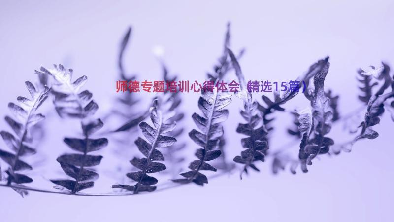 师德专题培训心得体会（精选15篇）