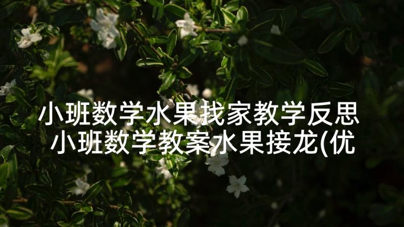 小班数学水果找家教学反思 小班数学教案水果接龙(优秀9篇)