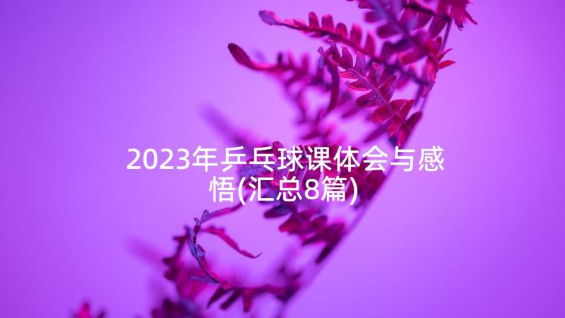 2023年乒乓球课体会与感悟(汇总8篇)