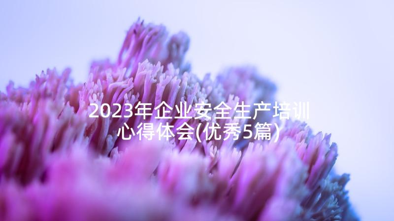 2023年企业安全生产培训心得体会(优秀5篇)