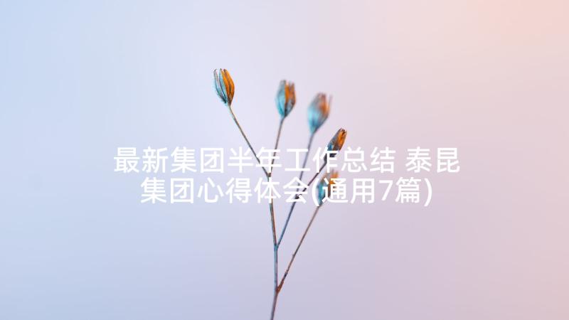 最新集团半年工作总结 泰昆集团心得体会(通用7篇)