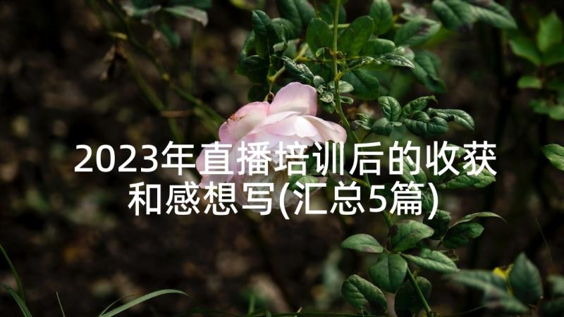 2023年直播培训后的收获和感想写(汇总5篇)