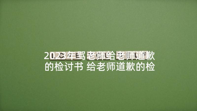 2023年骂老师给老师道歉的检讨书 给老师道歉的检讨书(模板5篇)